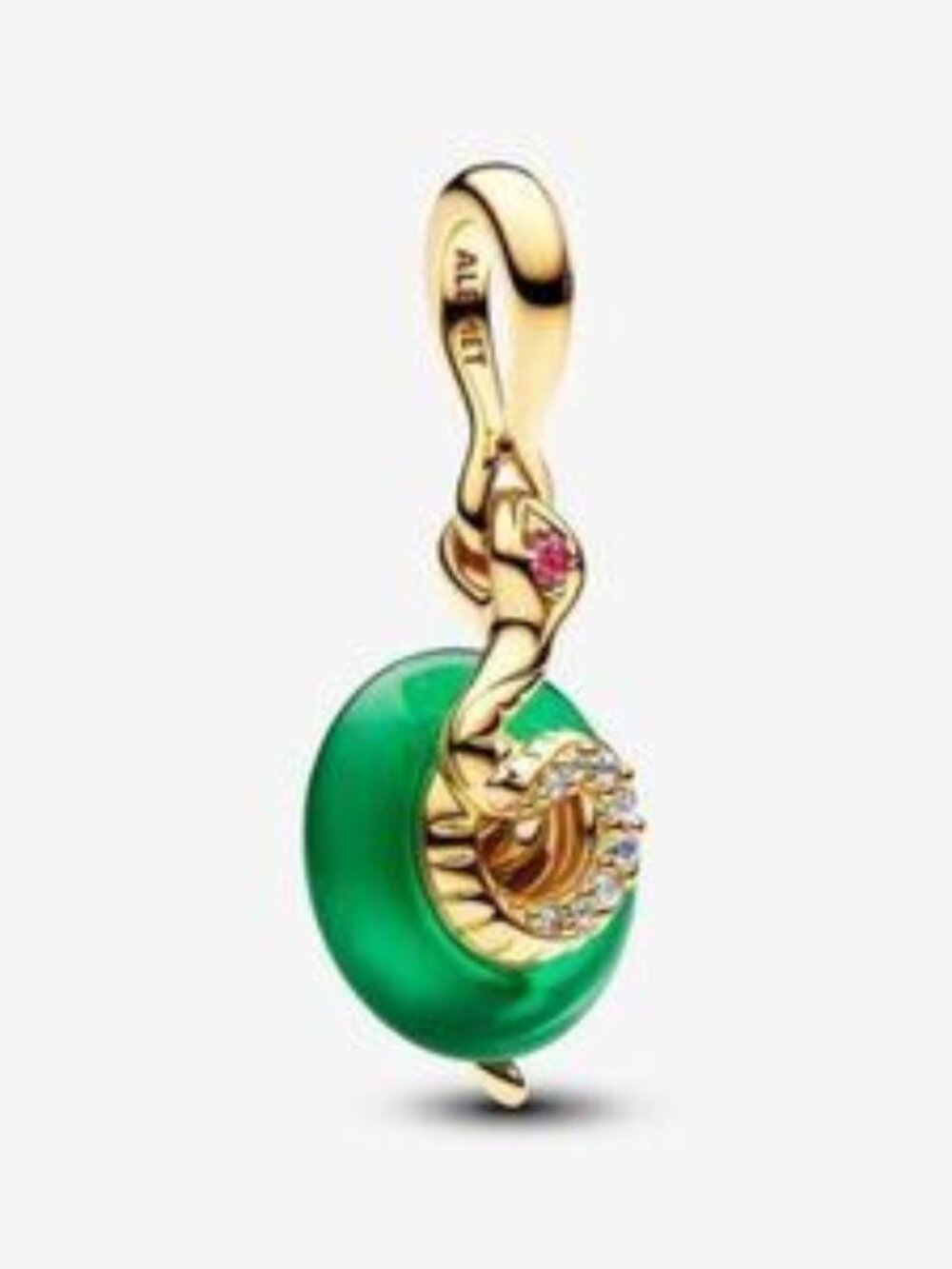 Pandora Snake Green Murano Glass Dangle Charm
